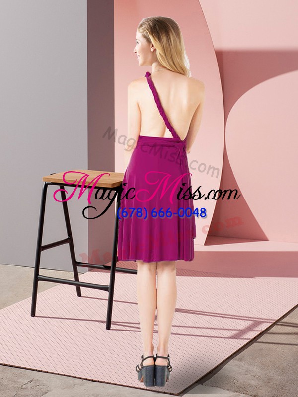 wholesale mini length criss cross wedding guest dresses fuchsia for prom and party and wedding party with ruching