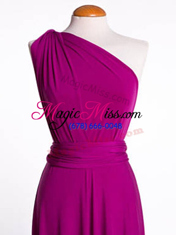 wholesale mini length criss cross wedding guest dresses fuchsia for prom and party and wedding party with ruching