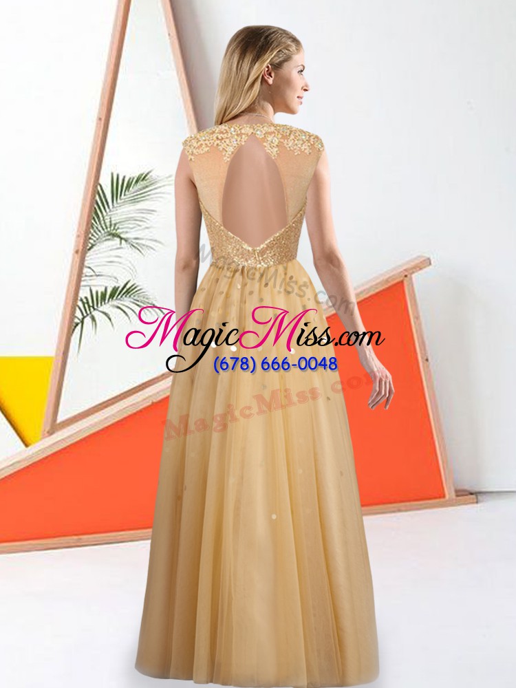 wholesale bateau sleeveless quinceanera court dresses floor length beading and lace yellow green tulle