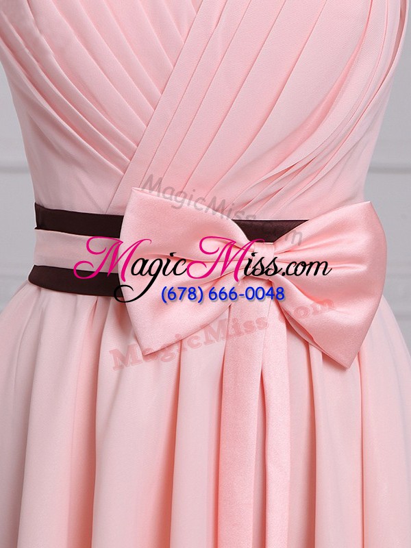 wholesale strapless sleeveless lace up wedding guest dresses baby pink chiffon