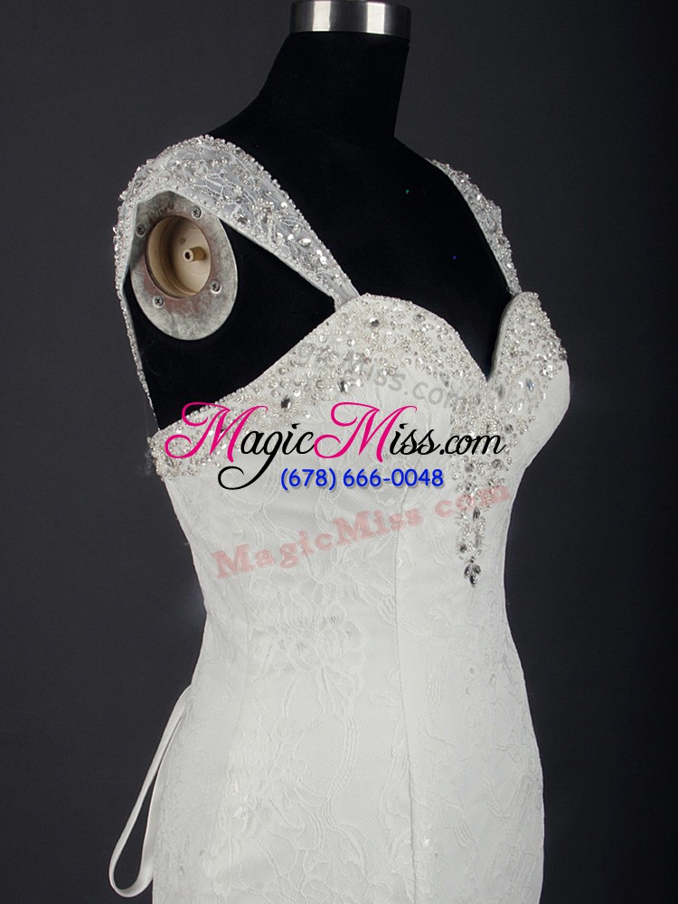 wholesale white lace lace up straps sleeveless wedding gown lace