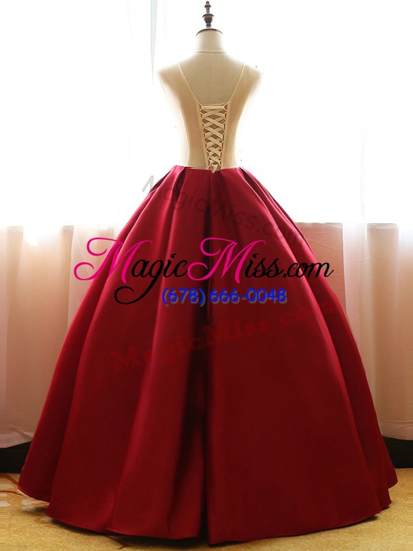 wholesale wine red taffeta lace up vestidos de quinceanera sleeveless floor length appliques