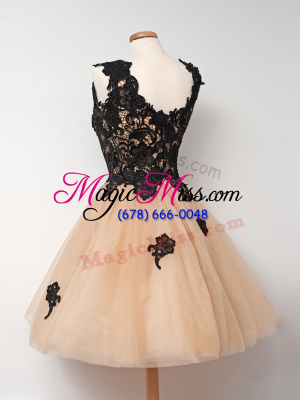 wholesale new arrival ball gowns dama dress for quinceanera champagne straps tulle sleeveless knee length zipper