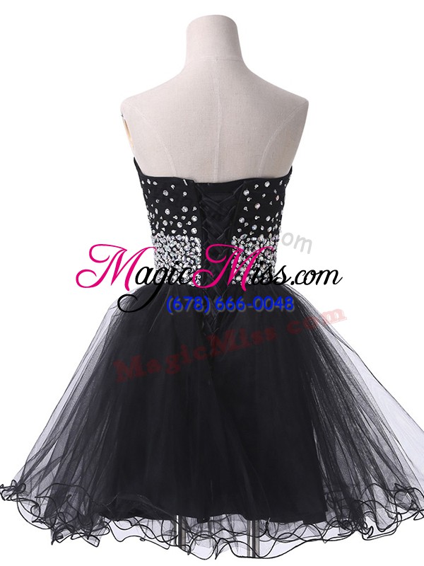 wholesale sweetheart sleeveless prom evening gown mini length beading black tulle