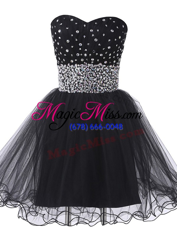 wholesale sweetheart sleeveless prom evening gown mini length beading black tulle