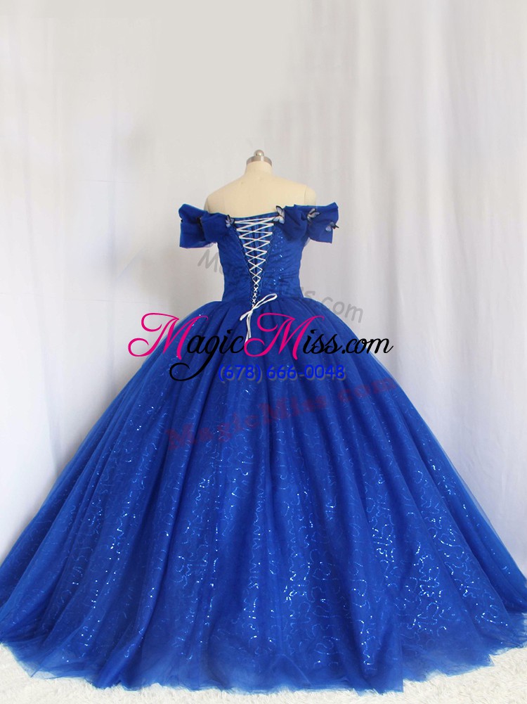 wholesale stylish cap sleeves lace up floor length hand made flower 15th birthday dress
