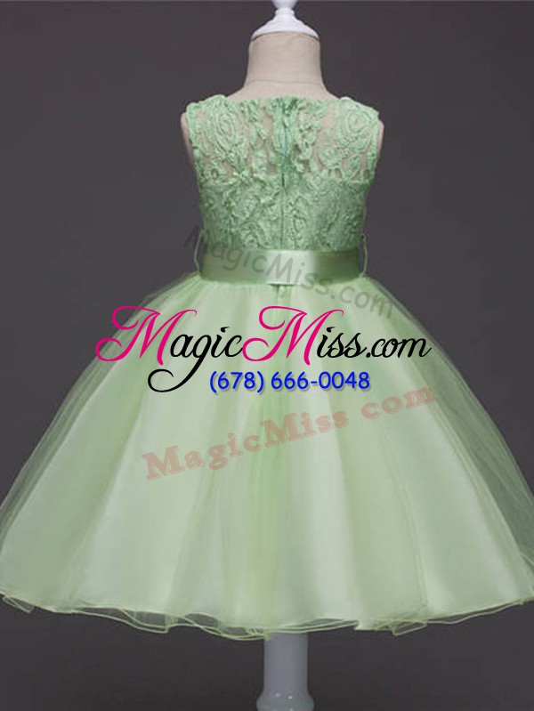 wholesale fashionable ball gowns little girl pageant dress scoop organza sleeveless knee length zipper