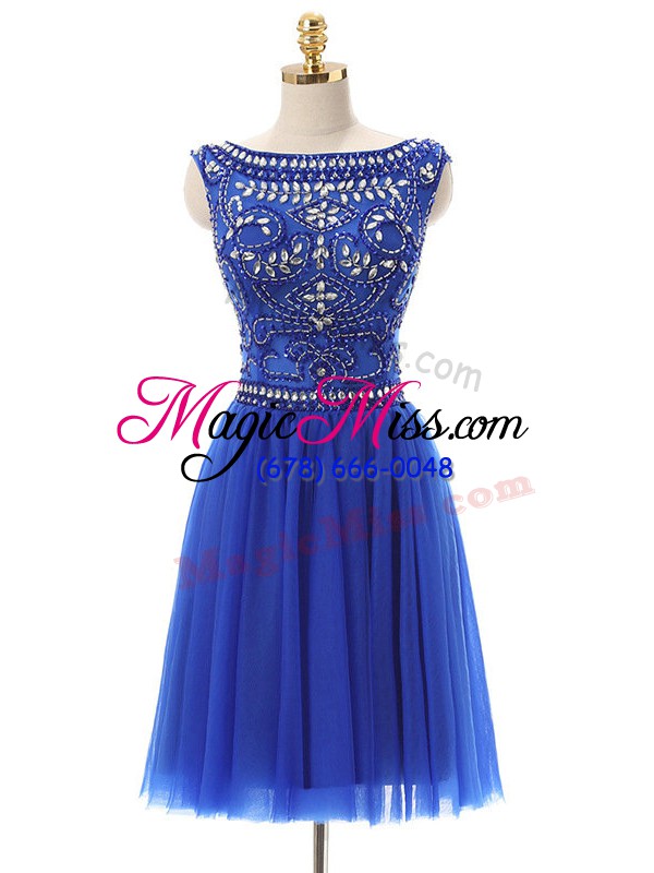 wholesale admirable royal blue zipper scoop beading homecoming dress tulle sleeveless