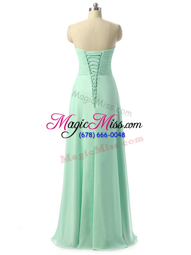wholesale apple green sweetheart neckline ruching bridesmaid dresses sleeveless lace up