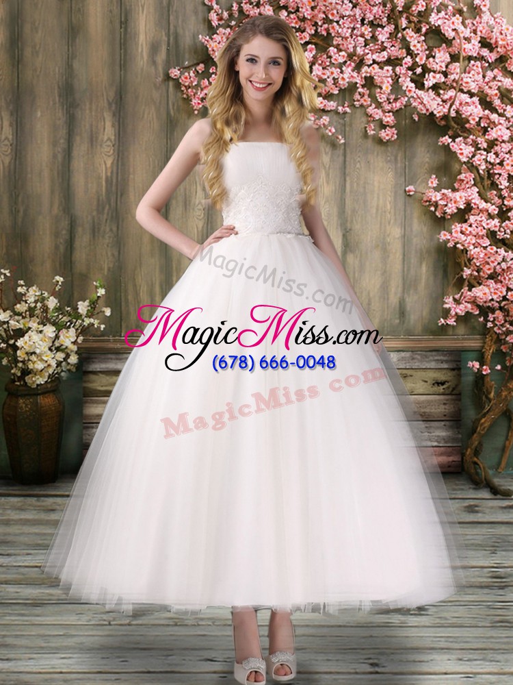 wholesale off the shoulder sleeveless lace up wedding dress white organza