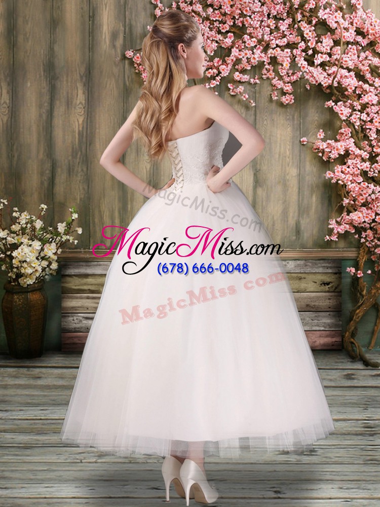 wholesale off the shoulder sleeveless lace up wedding dress white organza