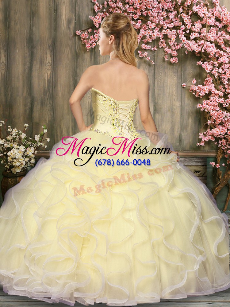 wholesale graceful sweetheart sleeveless tulle sweet 16 quinceanera dress beading and ruffles lace up