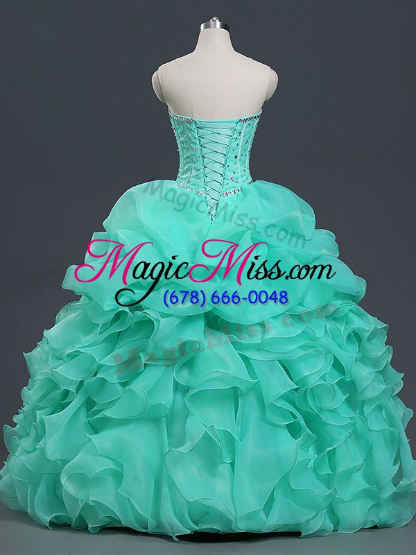 wholesale flirting sweetheart sleeveless lace up quince ball gowns apple green organza