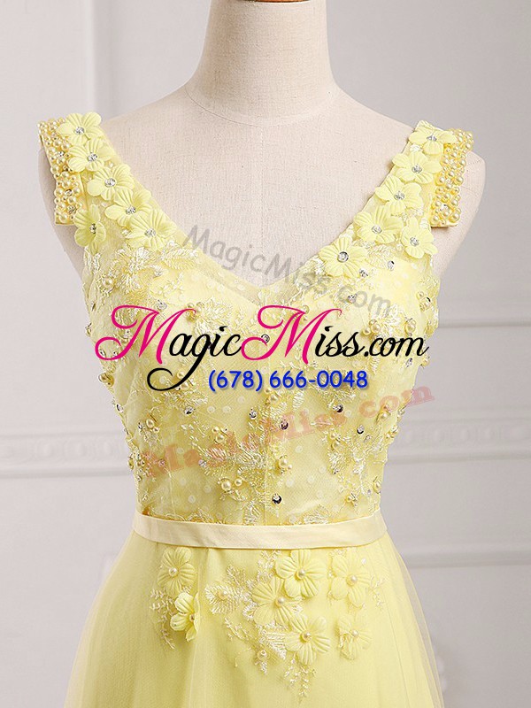 wholesale yellow sleeveless chiffon zipper for prom and military ball and beach