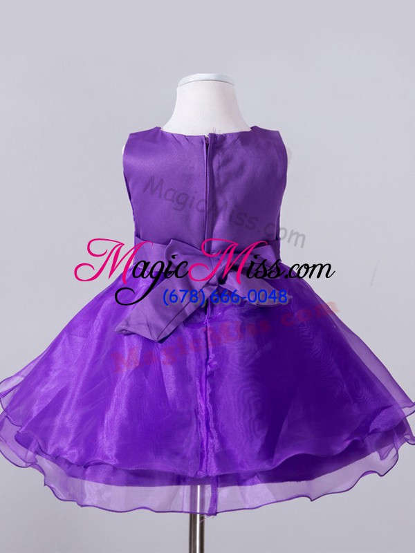 wholesale high class purple scoop zipper beading and hand made flower flower girl dresses for less sleeveless