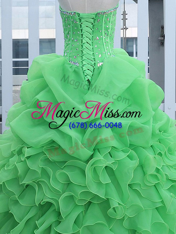 wholesale shining sweetheart sleeveless quinceanera dresses floor length beading and ruffles and pick ups organza