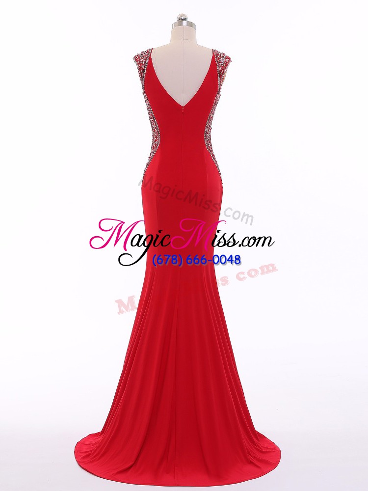 wholesale red column/sheath beading formal dresses zipper chiffon sleeveless