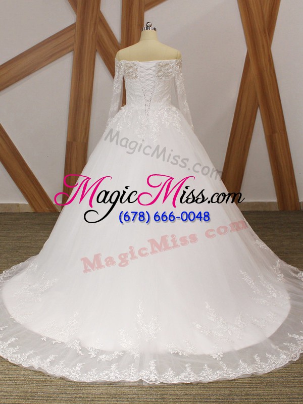 wholesale organza long sleeves wedding gowns court train and beading and appliques