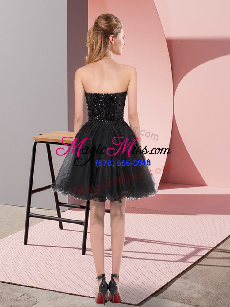 wholesale black tulle zipper sweetheart sleeveless mini length prom evening gown sequins