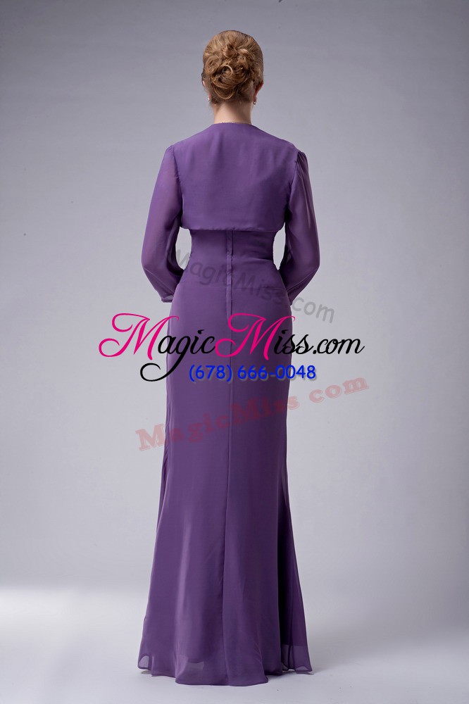 wholesale floor length zipper mother of the bride dress purple for prom and party with beading