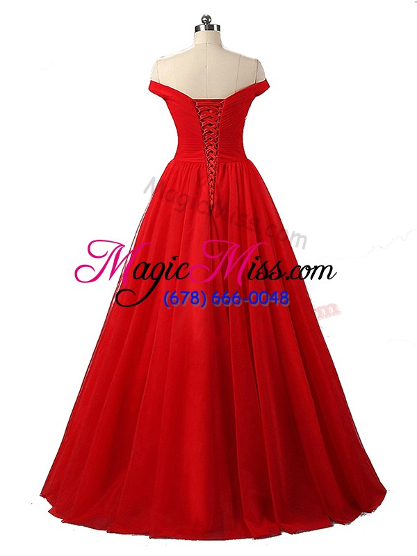 wholesale edgy tulle sleeveless floor length evening dresses and ruching