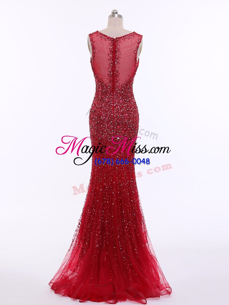 wholesale red zipper formal dresses beading sleeveless floor length