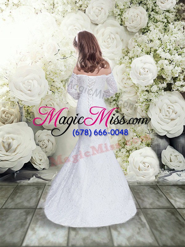 wholesale edgy floor length mermaid 3 4 length sleeve white flower girl dresses lace up