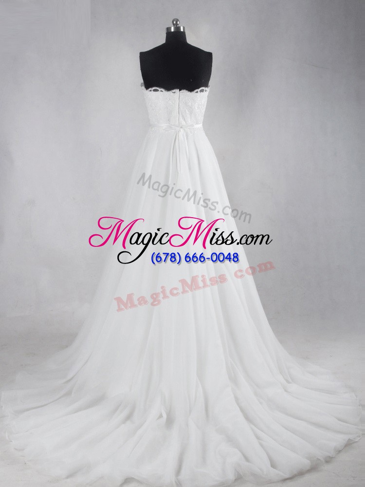 wholesale eye-catching sweetheart sleeveless brush train zipper bridal gown white tulle