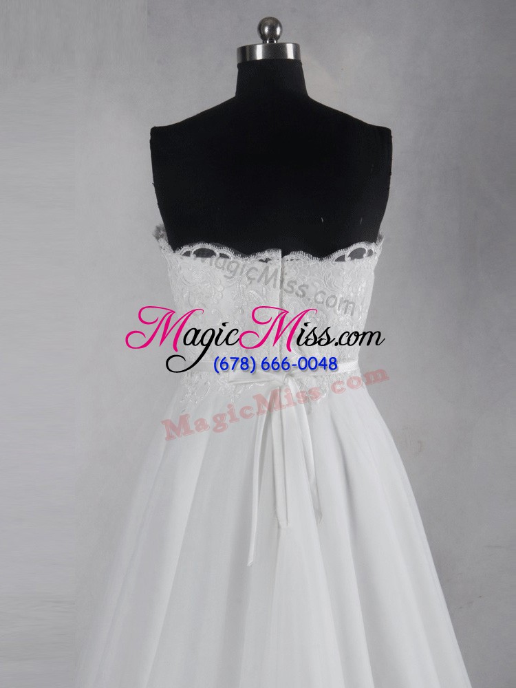 wholesale eye-catching sweetheart sleeveless brush train zipper bridal gown white tulle