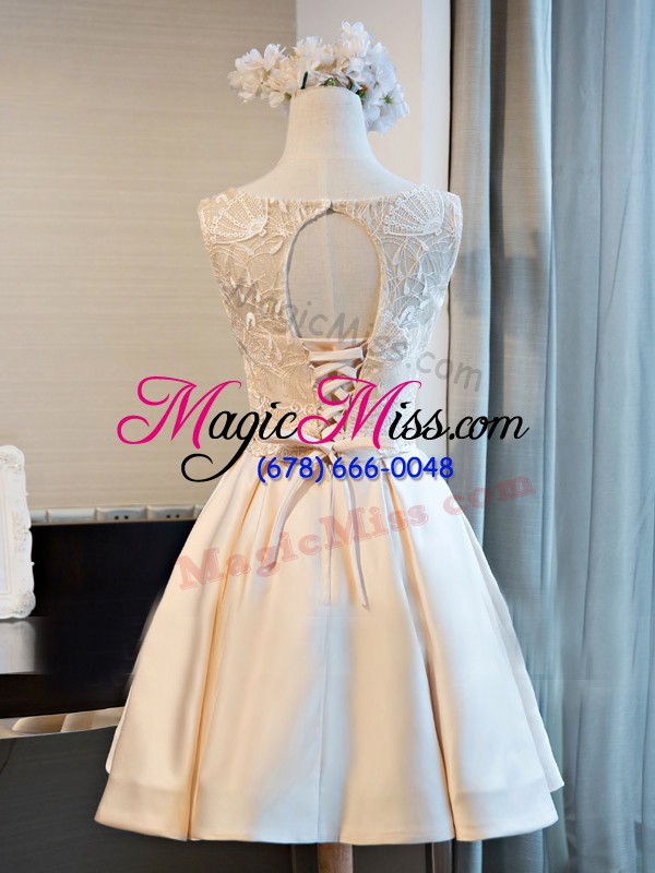 wholesale sleeveless mini length lace lace up dress for prom with champagne