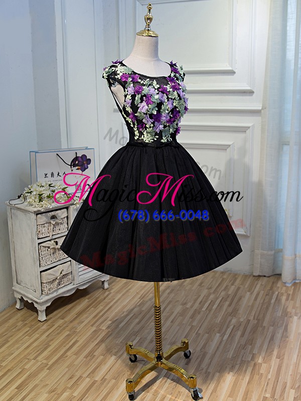 wholesale black sleeveless tulle backless prom party dress for prom and party and sweet 16