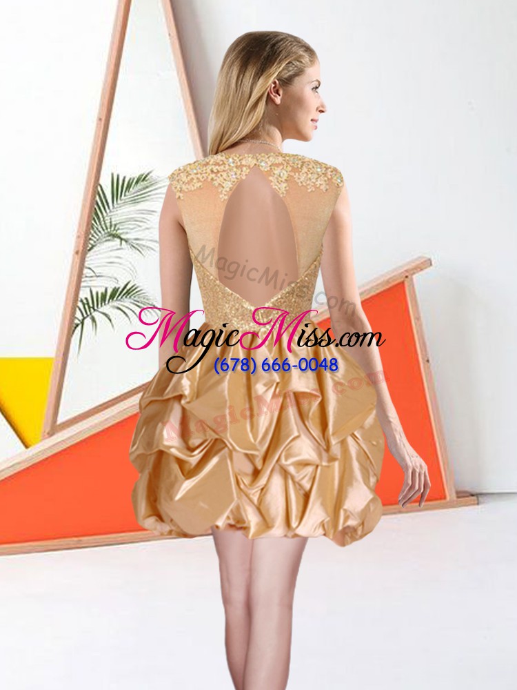wholesale inexpensive ball gowns bridesmaid gown bateau taffeta sleeveless knee length backless