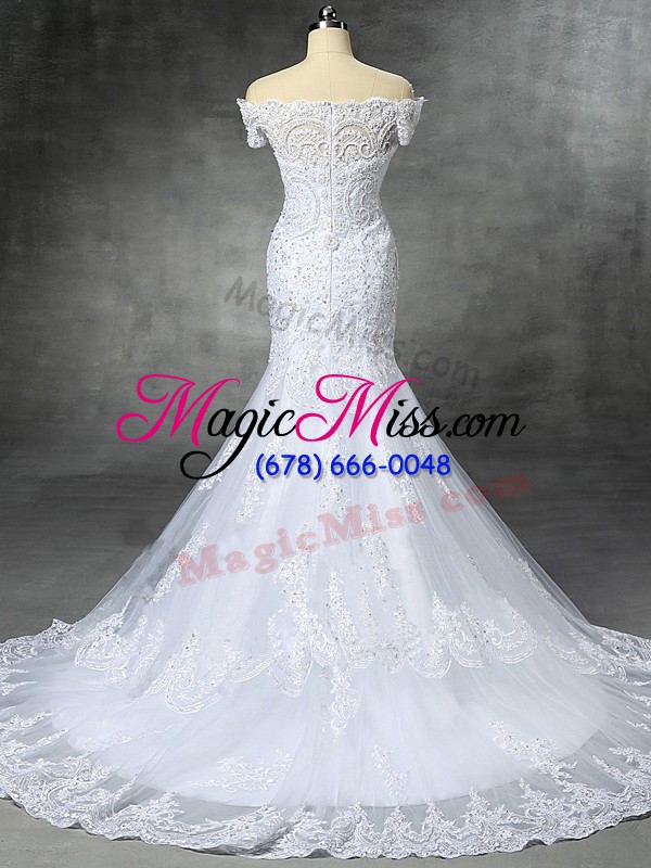 wholesale white mermaid beading and lace and appliques bridal gown zipper lace sleeveless