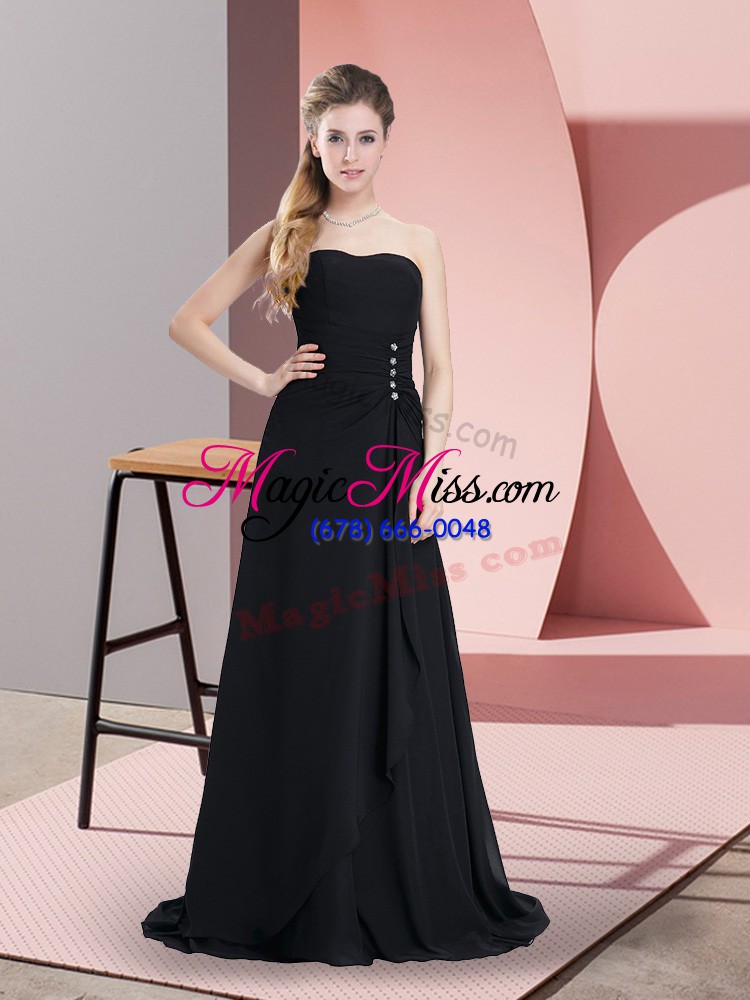 wholesale admirable black empire beading homecoming dress lace up chiffon sleeveless floor length