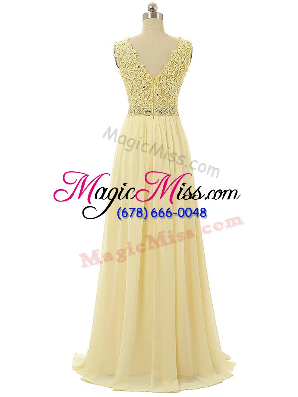 wholesale hot selling sleeveless zipper floor length beading and lace and appliques
