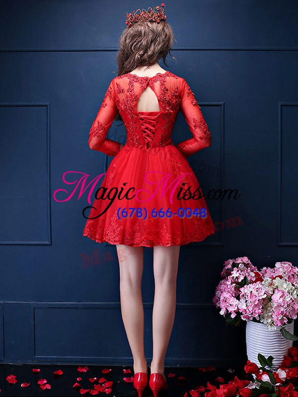 wholesale designer a-line bridesmaid dresses apple green scalloped chiffon 3 4 length sleeve mini length lace up