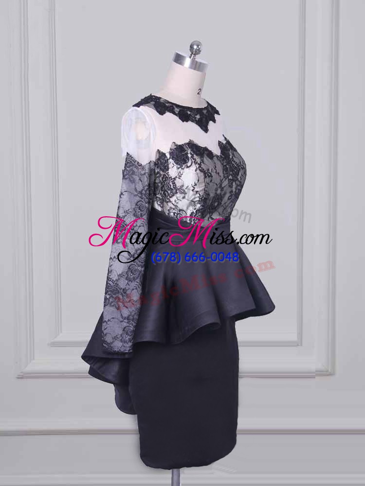 wholesale enchanting mini length black mother dresses scoop long sleeves zipper