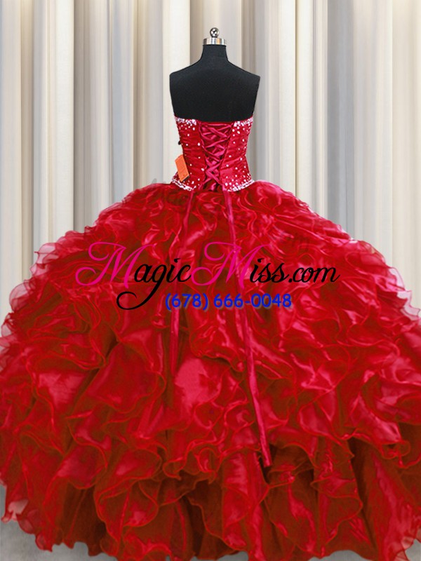 wholesale sophisticated strapless sleeveless organza quinceanera gowns beading and ruffles lace up