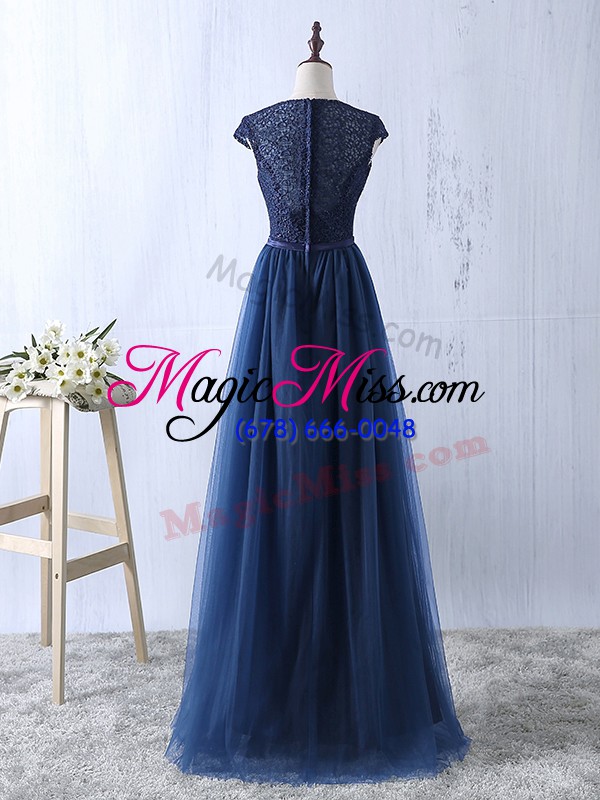 wholesale romantic short sleeves lace and appliques zipper dress for prom