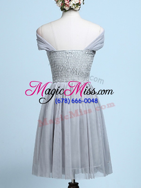 wholesale chic mini length empire sleeveless grey bridesmaid dresses side zipper