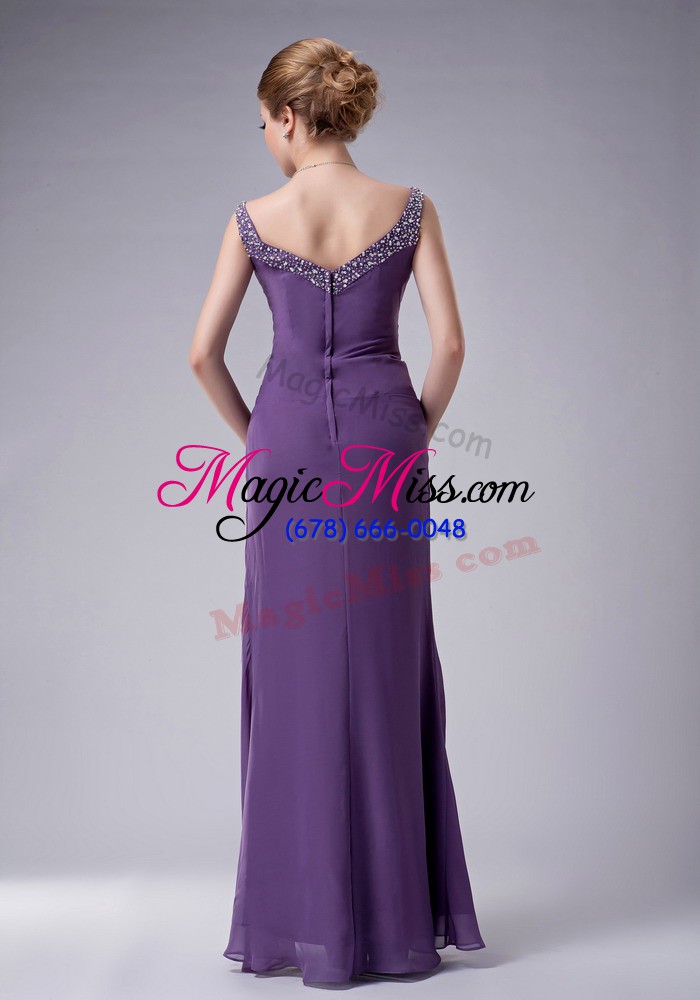 wholesale charming chiffon sleeveless floor length mother of bride dresses and beading