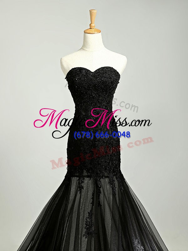 wholesale black sleeveless beading and appliques prom party dress