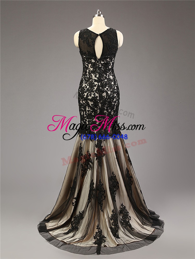 wholesale sweetheart sleeveless celeb inspired gowns brush train lace and appliques black tulle