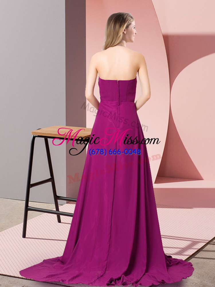 wholesale lavender chiffon zipper halter top sleeveless party dress for girls brush train beading and ruching