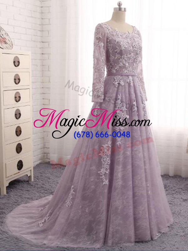 wholesale lavender zipper mother of the bride dress beading and appliques sleeveless brush train