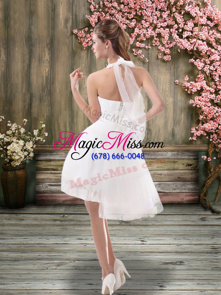 wholesale graceful sleeveless backless mini length ruching bridal gown