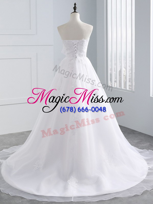 wholesale lace and appliques wedding gown white lace up sleeveless