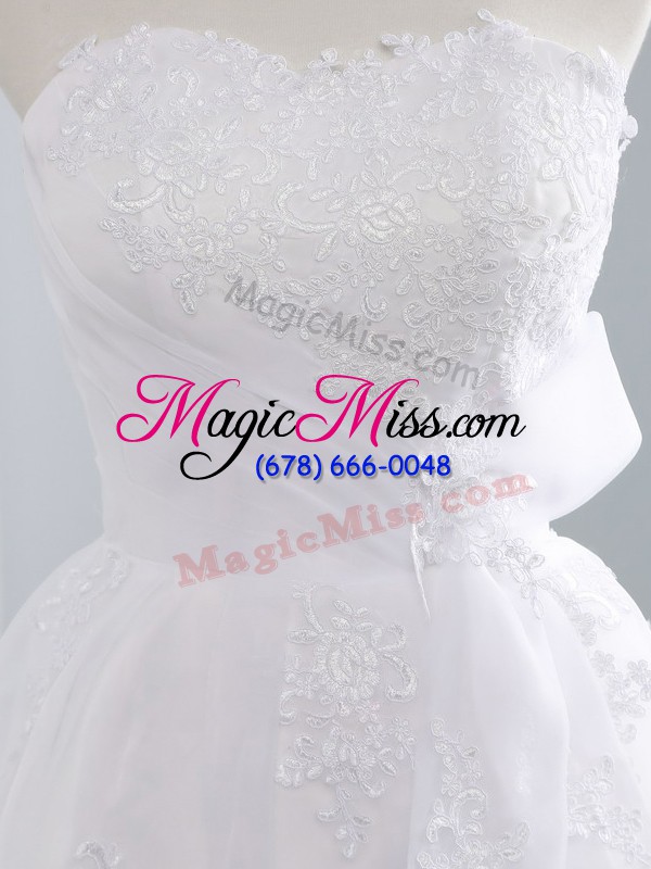 wholesale lace and appliques wedding gown white lace up sleeveless