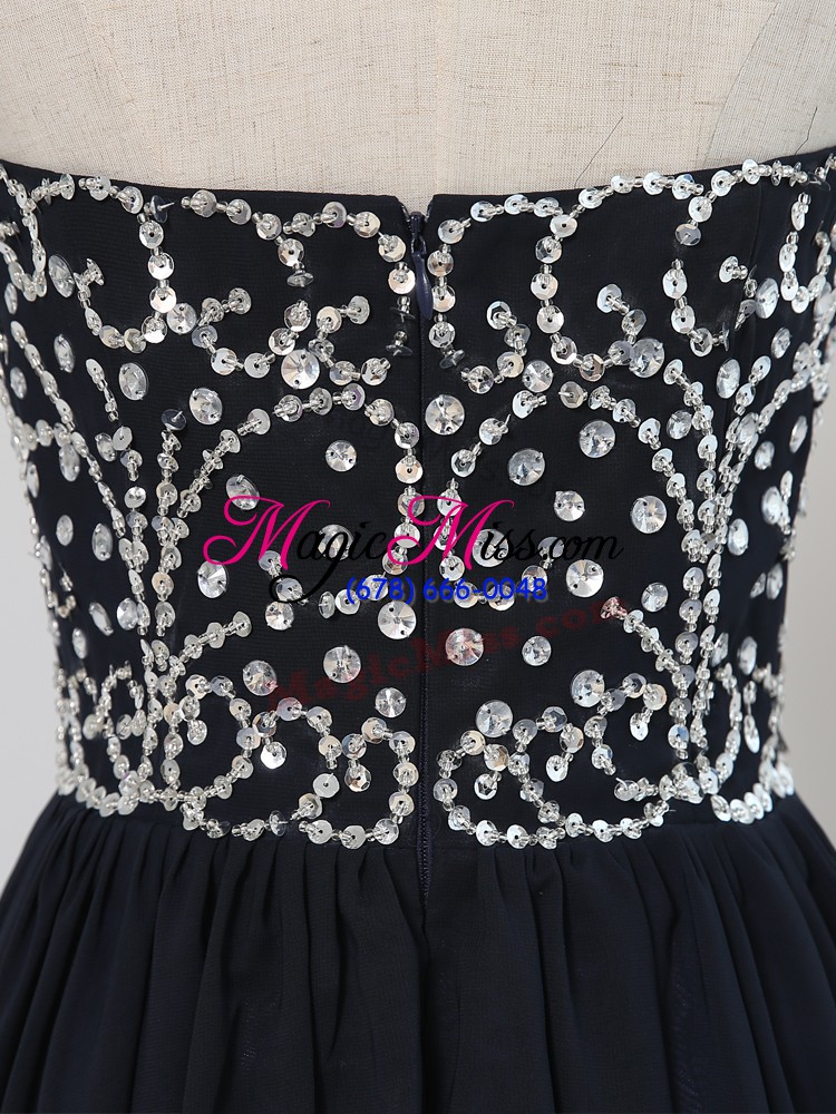 wholesale dazzling chiffon sweetheart sleeveless zipper beading party dress for toddlers in black