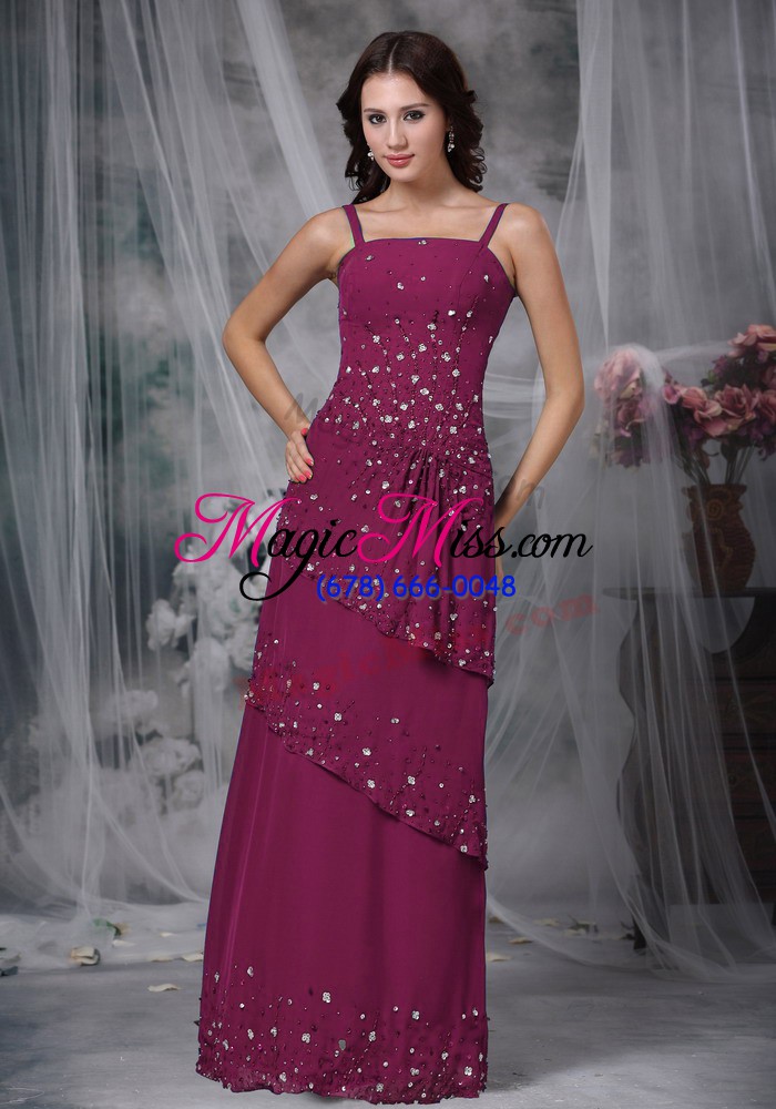 wholesale pretty purple chiffon zipper mother of the bride dress sleeveless floor length beading